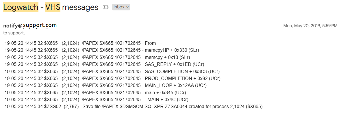 LogWatch VHS Messages